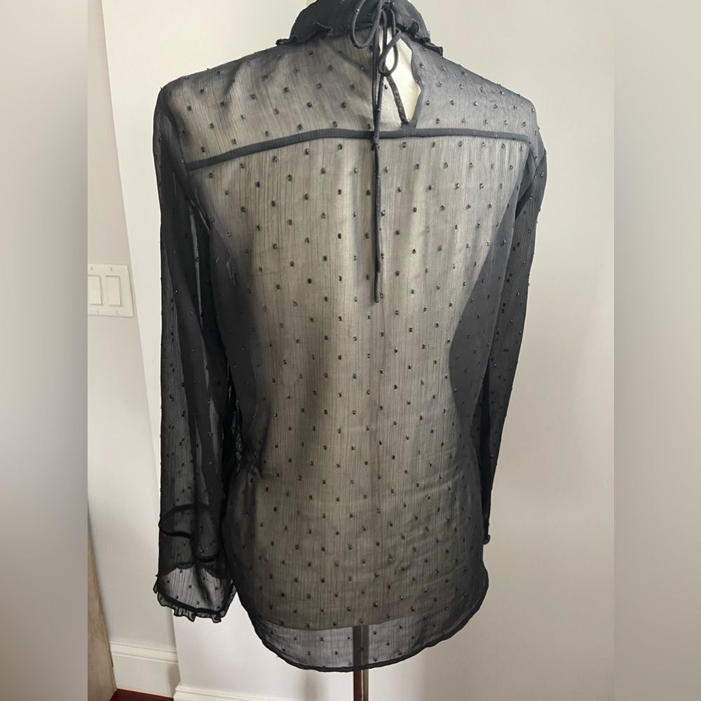 Zara Black Semi Sheer Blouse - Picture 6 of 10